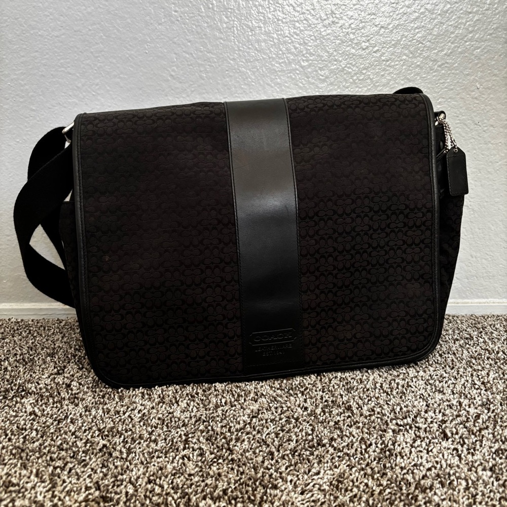 Vintage Coach messenger/diaper bag, black on black